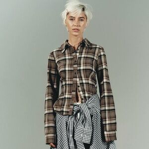 Zara fitted plaid shirt S